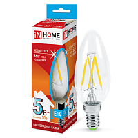Лампа светодиодная филамент InHome Deco С37 Свеча FR E14 220В 5Вт 450Лм 4000К 35х98мм картинка 